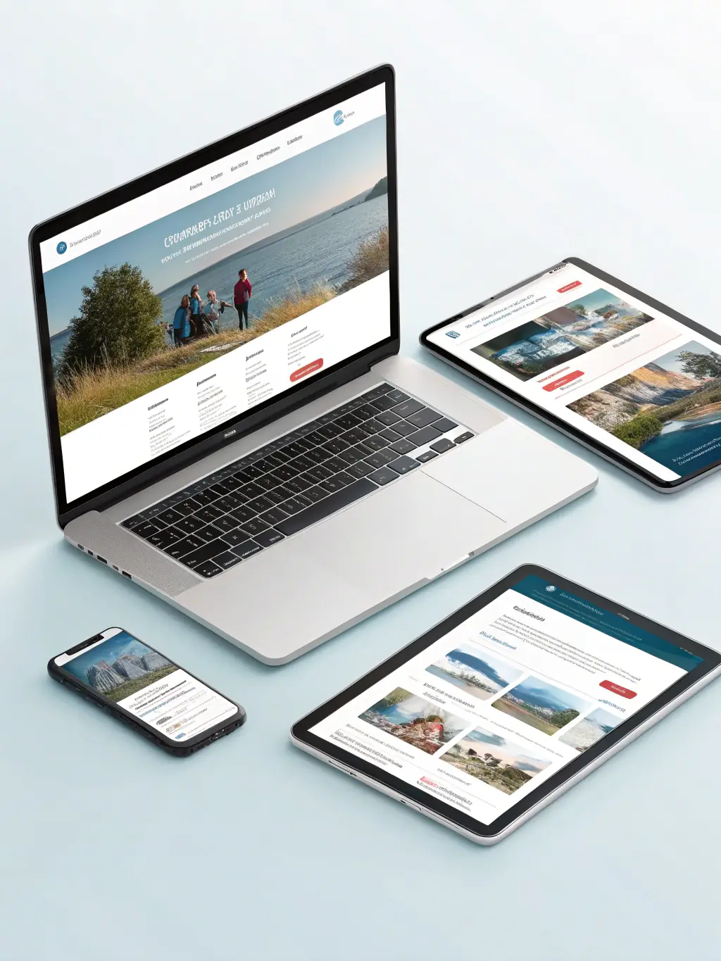 A modern, responsive website design displayed on multiple devices, showcasing the custom-built business website component of the Fundable Shelf Corporation package from Juggernaut Later Market.